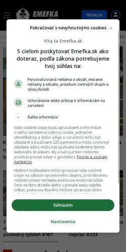 Anteprima del sito Emefka, media di Slovacchia per articoli sponsorizzati