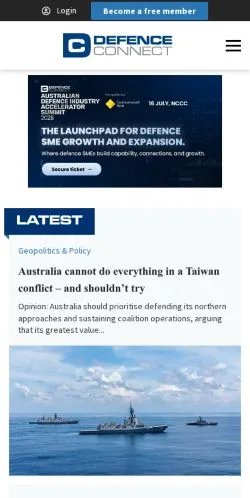 Anteprima del sito Defence Connect, media di Australia per articoli sponsorizzati