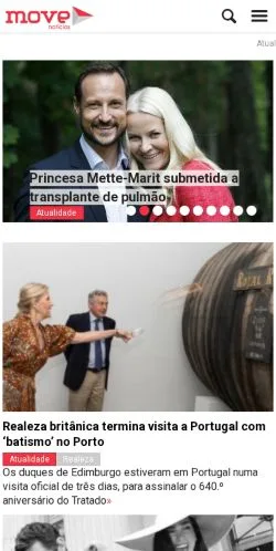 Anteprima del sito Move Notícias, media di Portogallo per articoli sponsorizzati