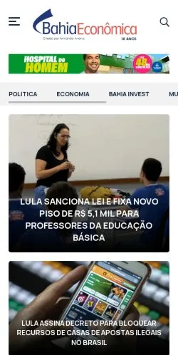 Anteprima del sito Bahia Econômica, media di Brasile per articoli sponsorizzati