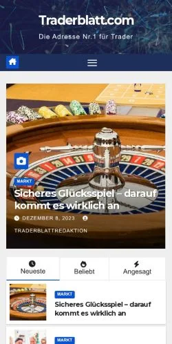 Forhåndsvisning av nettstedet Traderblatt, medium fra Tyskland for sponsede artikler