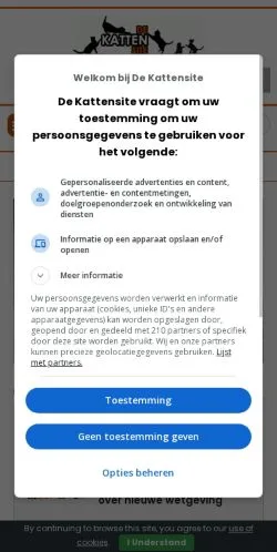 Podgląd witryny De Kattensite, medium z kraju Holandia do artykułów sponsorowanych