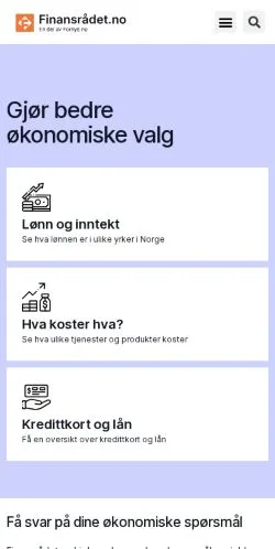 Pré-visualização do site Finansrådet, meio de Noruega para artigos patrocinados