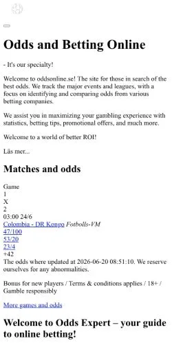 스폰서 기사용 영국 매체 Odds Expert 사이트 미리보기