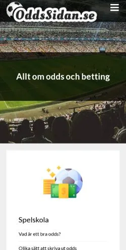 Anteprima del sito Oddssidan, media di Svezia per articoli sponsorizzati