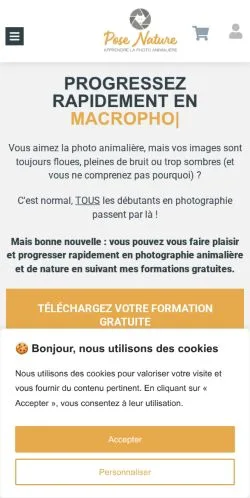 Anteprima del sito Pose Nature, media di Francia per articoli sponsorizzati