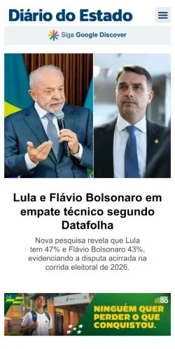 Anteprima del sito Diário do Estado, media di Brasile per articoli sponsorizzati