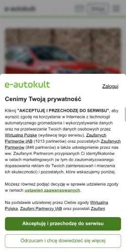 스폰서 기사용 폴란드 매체 Autokult Elektromobilność 사이트 미리보기
