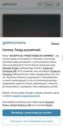 Podgląd witryny Gadżetomania, medium z kraju Polska do artykułów sponsorowanych