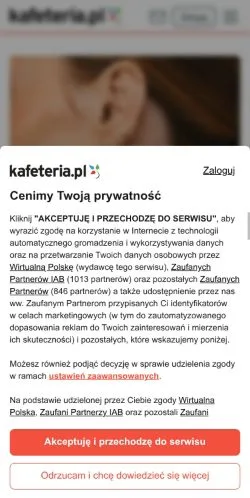 Vista previa del sitio Kafeteria.pl, medio de Polonia para artículos patrocinados