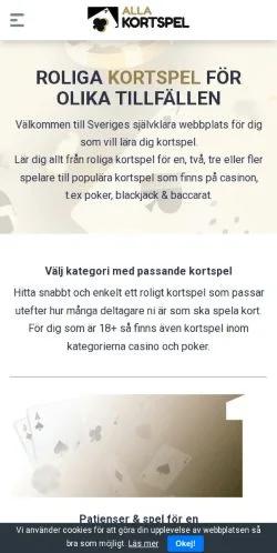 Anteprima del sito Allakortspel, media di Svezia per articoli sponsorizzati