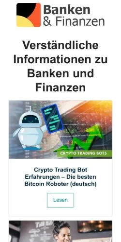 Anteprima del sito Banken & Finanzen, media di Germania per articoli sponsorizzati
