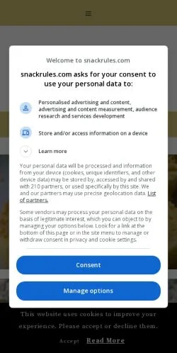 Aperçu du site Snack Rules, média de États-Unis pour articles sponsorisés