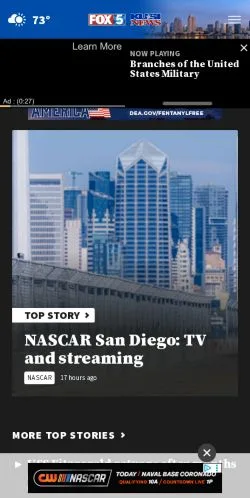 Anteprima del sito FOX 5 San Diego, media di Stati Uniti per articoli sponsorizzati