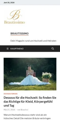 Vorschau der Website Brautissimo, Medium aus Deutschland für gesponserte Artikel