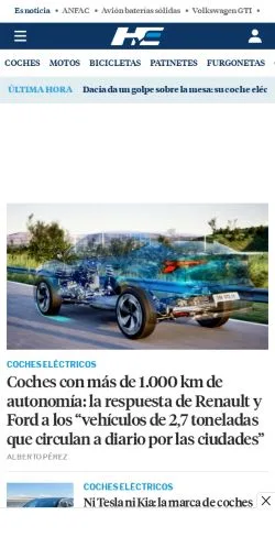 Anteprima del sito Híbridos y Eléctricos, media di Spagna per articoli sponsorizzati