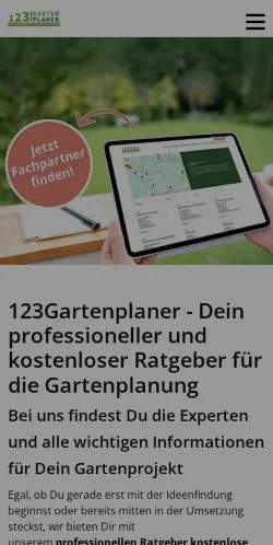 스폰서 기사용 독일 매체 123Gartenplaner 사이트 미리보기