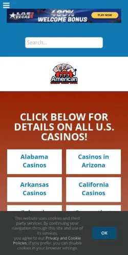 Podgląd witryny American Casino Guide Book, medium z kraju Stany Zjednoczone do artykułów sponsorowanych