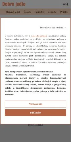 Anteprima del sito Dobré Jedlo, media di Slovacchia per articoli sponsorizzati