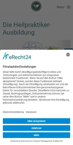Anteprima del sito Heilpraktiker Ausbildung, media di Germania per articoli sponsorizzati