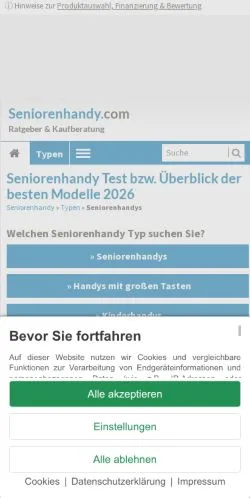 Anteprima del sito Seniorenhandy Test, media di Germania per articoli sponsorizzati