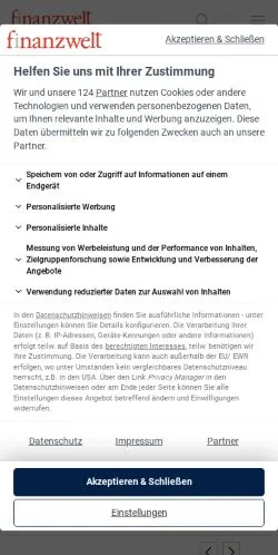 Anteprima del sito Finanzwelt, media di Germania per articoli sponsorizzati