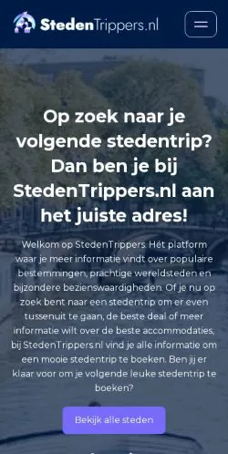 Anteprima del sito Stedentrippers, media di Paesi Bassi per articoli sponsorizzati
