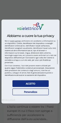 Podgląd witryny Vaielettrico, medium z kraju Włochy do artykułów sponsorowanych