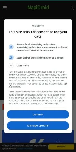 Anteprima del sito NapiDroid, media di Ungheria per articoli sponsorizzati