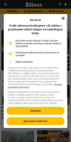 Anteprima del sito Žilinak, media di Slovacchia per articoli sponsorizzati