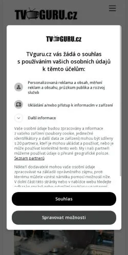 Anteprima del sito TVGURU, media di Cechia per articoli sponsorizzati