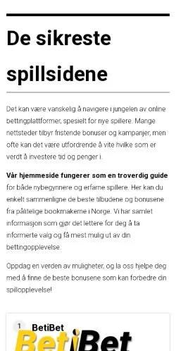 Podgląd witryny vinnersjanse.com, medium z kraju Norwegia do artykułów sponsorowanych