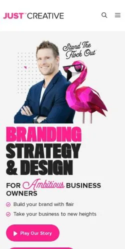 Podgląd witryny JUST Creative, medium z kraju Stany Zjednoczone do artykułów sponsorowanych