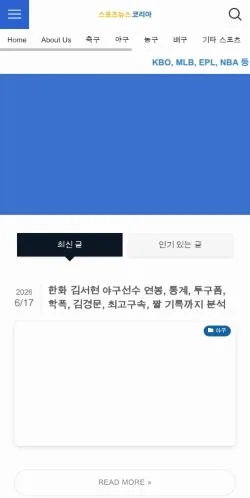 Sponsorlu makaleler için Güney Kore medyası Sports News Korea sitesinin önizlemesi