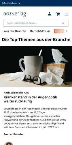 Podgląd witryny DOZ-Verlag, medium z kraju Niemcy do artykułów sponsorowanych