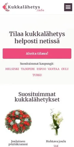 Anteprima del sito Kukkalähetys, media di Finlandia per articoli sponsorizzati