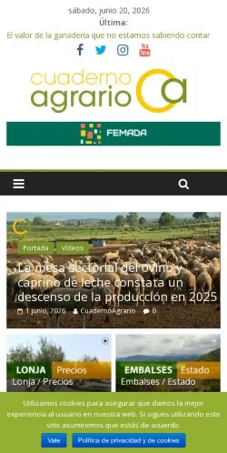 Pré-visualização do site Cuaderno Agrario, meio de Espanha para artigos patrocinados