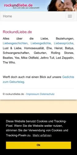 Anteprima del sito Rock und Liebe, media di Germania per articoli sponsorizzati