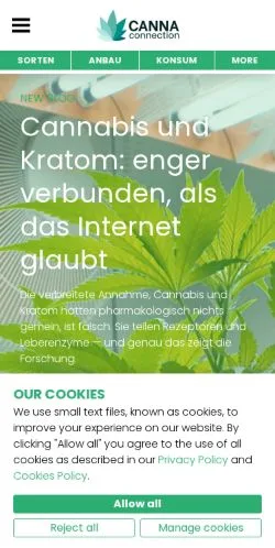 Pré-visualização do site CannaConnection, meio de Alemanha para artigos patrocinados