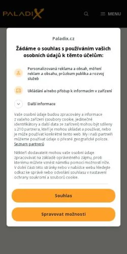 Anteprima del sito PALADIX.cz, media di Cechia per articoli sponsorizzati