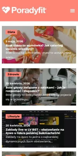 Anteprima del sito PoradyFit, media di Polonia per articoli sponsorizzati