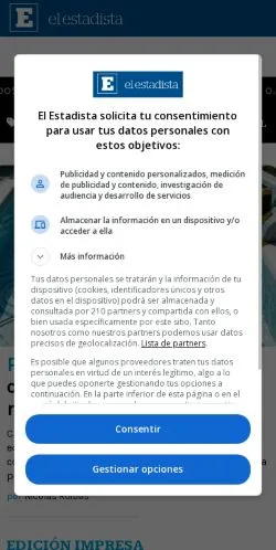 Podgląd witryny El Estadista, medium z kraju Argentyna do artykułów sponsorowanych