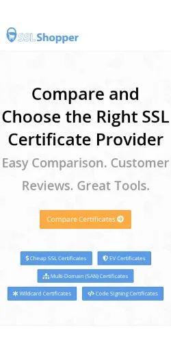 Pré-visualização do site SSL Certificate Comparison and Reviews, meio de Estados Unidos para artigos patrocinados
