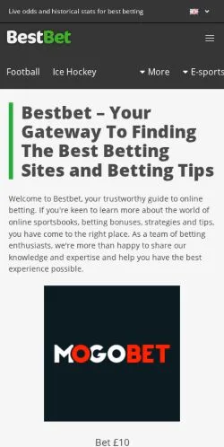Podgląd witryny BestBet, medium z kraju Stany Zjednoczone do artykułów sponsorowanych