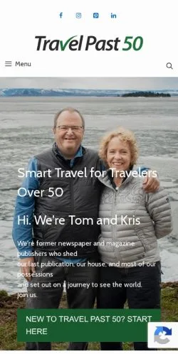 スポンサード記事向けのアメリカ合衆国メディア、Travel Past 50のサイトプレビュー