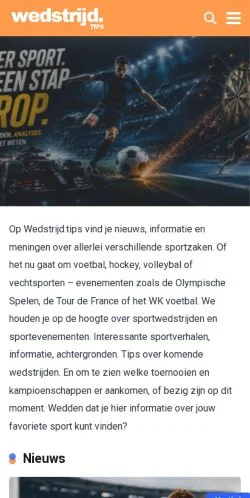 Podgląd witryny Wedstrijd Tips, medium z kraju Holandia do artykułów sponsorowanych