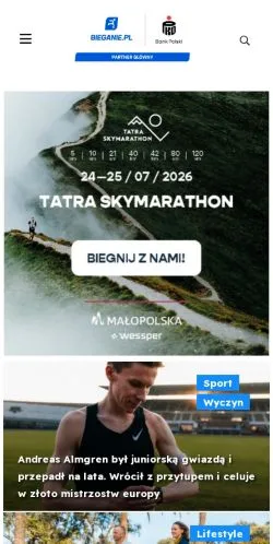 Podgląd witryny Bieganie, medium z kraju Polska do artykułów sponsorowanych