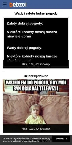 Sponsorlu makaleler için Polonya medyası Bebzol sitesinin önizlemesi