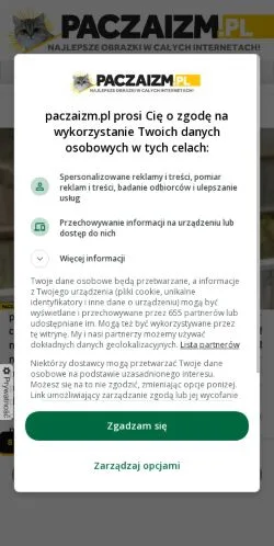 Anteprima del sito Paczaizm, media di Polonia per articoli sponsorizzati