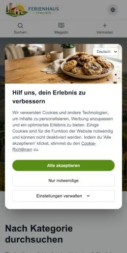 Anteprima del sito ferienhaus-italien, media di Germania per articoli sponsorizzati